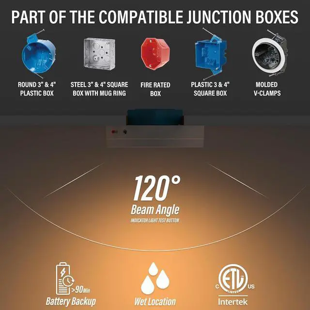 Alt view image 2 of 6 - LED Ceiling Lights with Emergency Lighting: 7 Inch Flush 5CCT Dimmable Disk Lamp with Emergency Battery Backup for Household Hall Living Bedroom Kitchen Hotel Apartment, 120-277V, ETL/Wet Rated