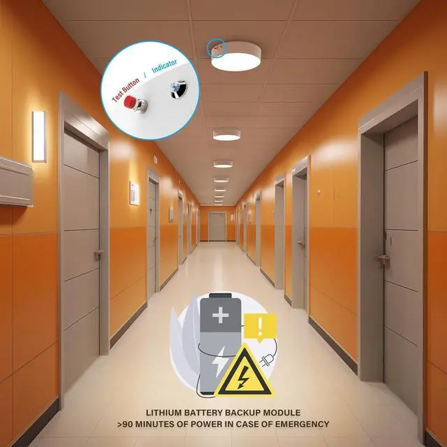 Alt view image 4 of 6 - LED Ceiling Lights with Emergency Lighting: 7 Inch Flush 5CCT Dimmable Disk Lamp with Emergency Battery Backup for Household Hall Living Bedroom Kitchen Hotel Apartment, 120-277V, ETL/Wet Rated