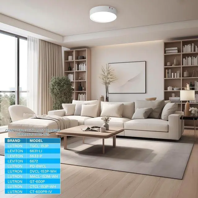 Alt view image 5 of 6 - LED Ceiling Lights with Emergency Lighting: 7 Inch Flush 5CCT Dimmable Disk Lamp with Emergency Battery Backup for Household Hall Living Bedroom Kitchen Hotel Apartment, 120-277V, ETL/Wet Rated