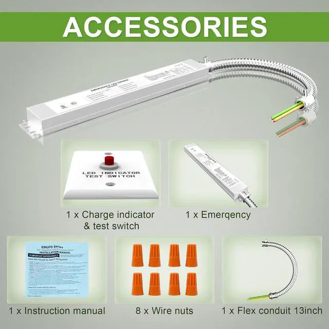Alt view image 6 of 7 - LED Emergency Backup Driver 20W, 120V-347VAC, Rechargeable UL Approved Backup Battery, Over 90mins Emergency Time, for LED troffer, Panel and Tubes White