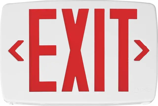 Alt view image 6 of 7 - Quantum LED Emergency Exit Sign, Thermoplastic Exit Only Sign with Stencil-Faced White Housing and Red Letters with Nickel Cadium battery (LQM S W 3 R 120/277 EL N M6)