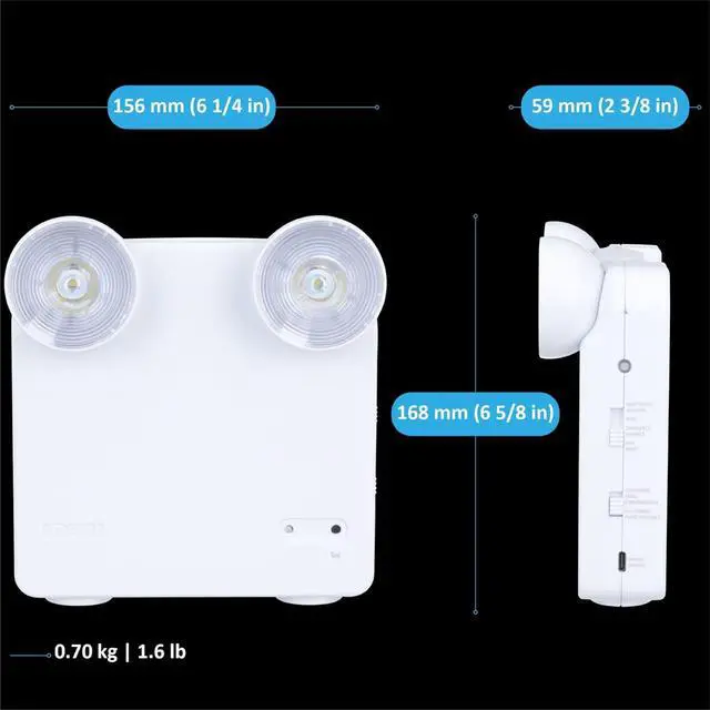Alt view image 2 of 7 - Rechargeable LED Power Failure Light, Adjustable Heads, up to 48 Hours, 80-140 Lumens, Emergency Light for Home, Prepared for Power Outages, White