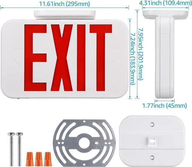 Alt view image 6 of 7 - LED Exit Sign, Emergency Exit Light with Battery Backup, Double Face, UL 924, AC 120/277V, Damp Location, Hardwired Red Letter Exit Lights for Business Indoor, Pack of 4