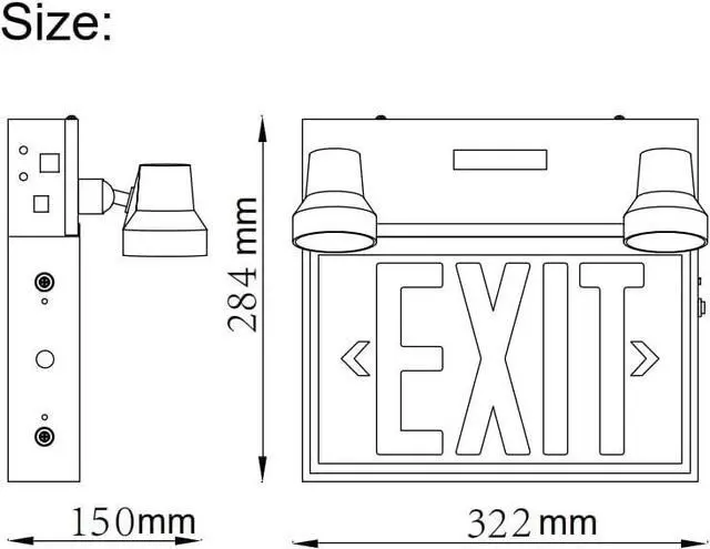 Alt view image 2 of 6 - Steel Exit Sign with Remote Capabilities, 36 Watt Battery Pack, AC 120-347V Input, Commercial Battery Unit Emergency Lights with 2 by 2 watts Head, Up To 4 Hours Emergency Duration Time
