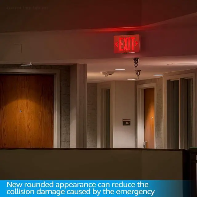 Alt view image 7 of 7 - LED Exit Sign, Emergency Exit Light with Battery Backup, Double Face, UL 924, AC 120/277V, Damp Location, Hardwired Red Letter Exit Lights for Business Indoor, Pack of 4