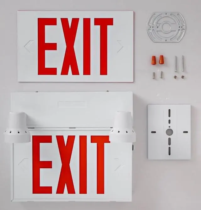 Alt view image 6 of 6 - Steel Exit Sign with Remote Capabilities, 36 Watt Battery Pack, AC 120-347V Input, Commercial Battery Unit Emergency Lights with 2 by 2 watts Head, Up To 4 Hours Emergency Duration Time