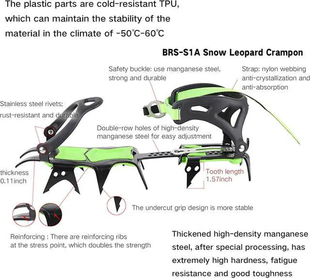 Alt view image 3 of 6 - HuaYe Professional Edition Fourteen Teeth Ice Crampons Winter Snow Boot Shoe Covers Gripper -S1A