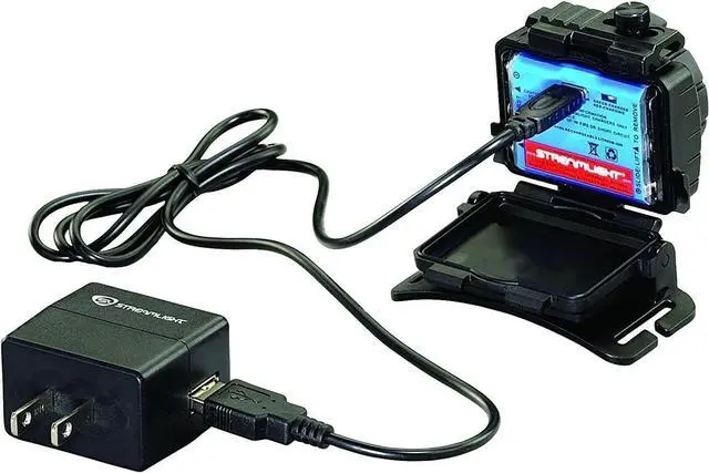 Main image of 61603 Double Clutch USB 125-Lumen Multi-Fuel LED Headlamp with 120V AC Charging System, Elastic Head Strap, Rubber Hard Hat Strap, and USB Cable, Black