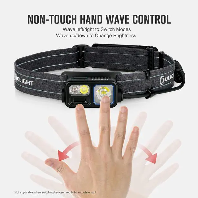Alt view image 4 of 6 - Array 2S Headlamp, 1000 Lumens with Hand Wave Control, 4 Modes Bright LED Headlight with Red Light, Rechargeable Lightweight Head Flashlights for Running, Working, Camping Gear