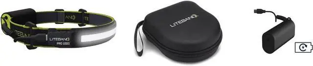 Alt view image 4 of 4 - Liteband PRO Bundle 1000 Lumens LED Headlamp Rechargeable Battery Powered, Bright Tactical Head Lamp Flashlight Hard Hat Light, Mechanic Lamps, Camping, Running, Best Rated For Forehead, Carbon