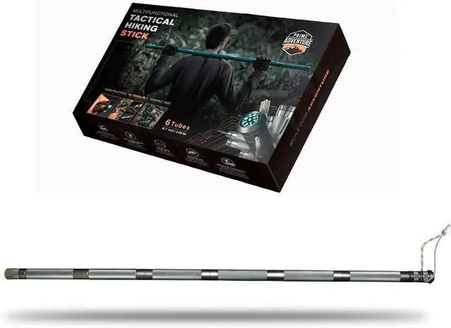 Alt view image 5 of 6 - Hiking Tactical Stick Walking Staff - Outdoor Multitool Gear Trekking Pole Collapsible Retractable Premium 15 in 1 | 8 Tubes