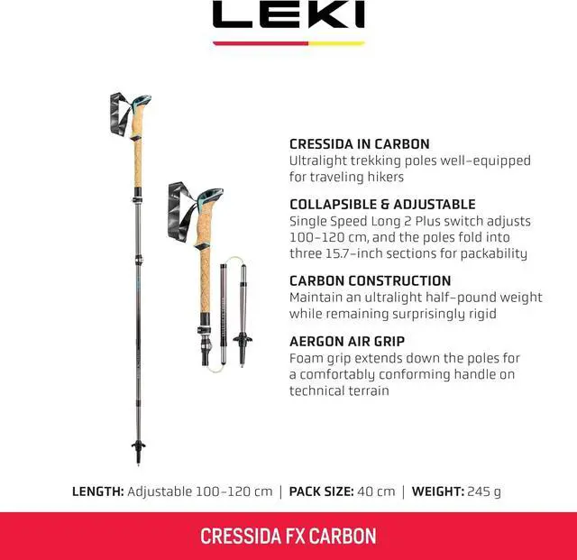 Alt view image 2 of 6 - Cressida FX Carbon Collapsible Lightweight Walking Poles for Trekking & Hiking
