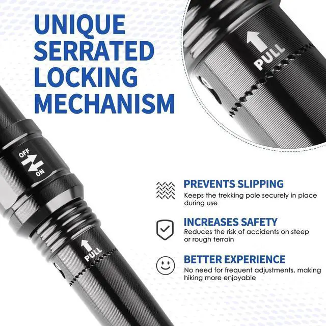 Alt view image 3 of 6 - Tactical Survival Hiking Stick - Collapsible Retractable Walking Staff, Outdoor Multitool Tactical Gear, Trekking Poles for Hiking, Camping Birthday Gifts for Men Dad Husband