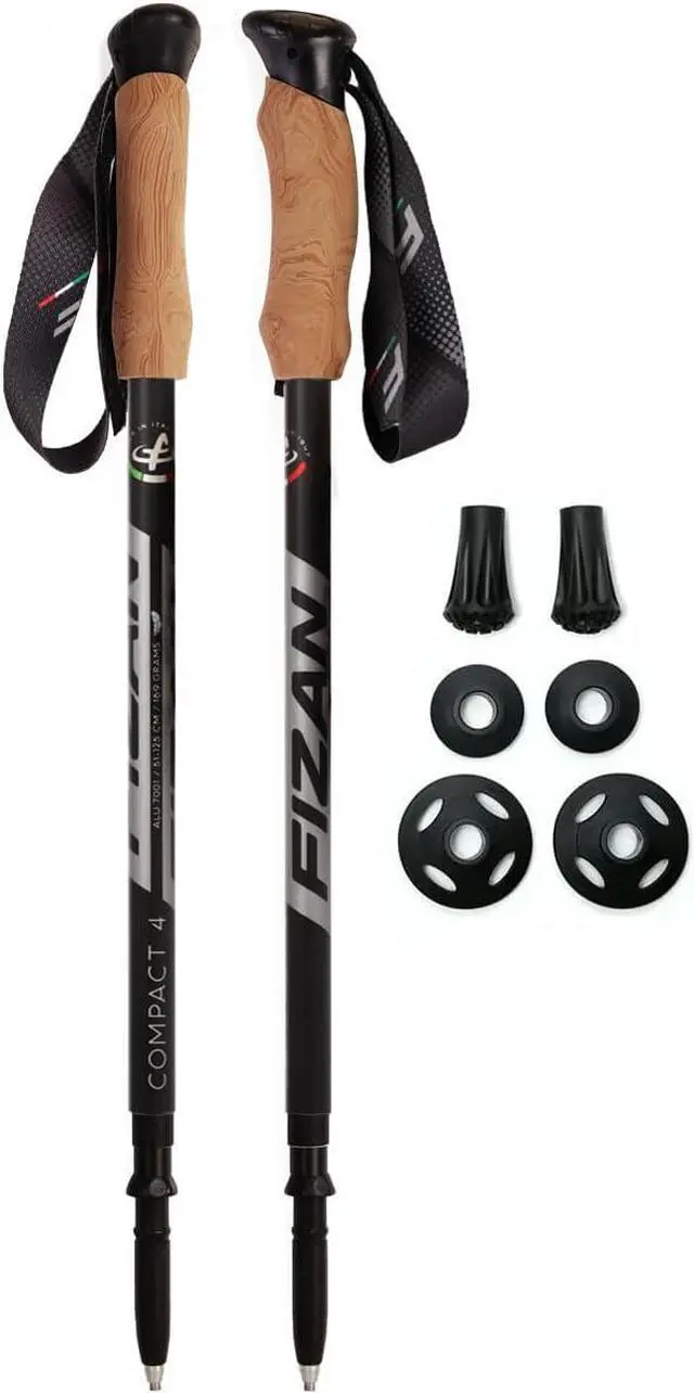 Main image of Compact 4 Trekking Poles  6.0 oz Ultralight, Backpacking, Thru Hiking Poles, Adjustable, Collapsible, Customized Fit, EVA Grips, Aluminum Walking Sticks (Compact 4)