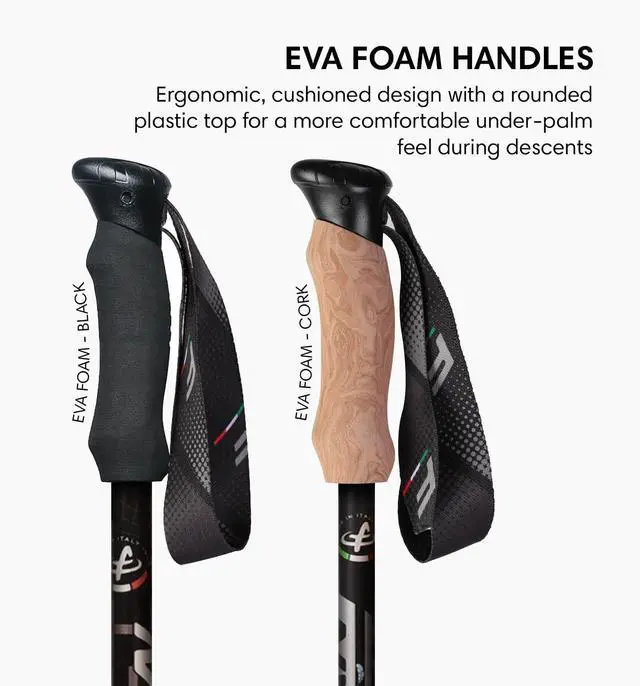 Alt view image 3 of 7 - Compact 4 Trekking Poles  6.0 oz Ultralight, Backpacking, Thru Hiking Poles, Adjustable, Collapsible, Customized Fit, EVA Grips, Aluminum Walking Sticks (Compact 4)
