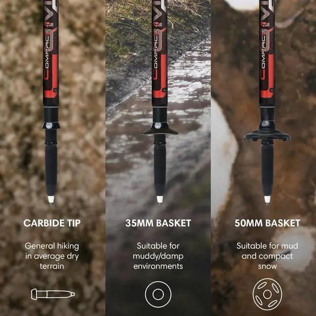 Alt view image 5 of 7 - Compact 4 Trekking Poles  6.0 oz Ultralight, Backpacking, Thru Hiking Poles, Adjustable, Collapsible, Customized Fit, EVA Grips, Aluminum Walking Sticks (Compact 4)