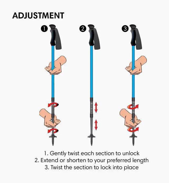 Alt view image 6 of 7 - Compact 4 Trekking Poles  6.0 oz Ultralight, Backpacking, Thru Hiking Poles, Adjustable, Collapsible, Customized Fit, EVA Grips, Aluminum Walking Sticks (Compact 4)