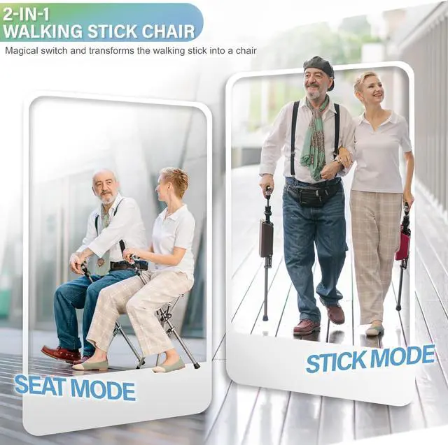 Alt view image 3 of 7 - Ta-Da Chair Series 1 Pro, Portable Trekking Hiking Pole, Folding Walking Stick with Seat, Walking Cane with Chair, Foldable Chair, Lightweight Aluminum, Easy Carry and Storage, Anti-Slip