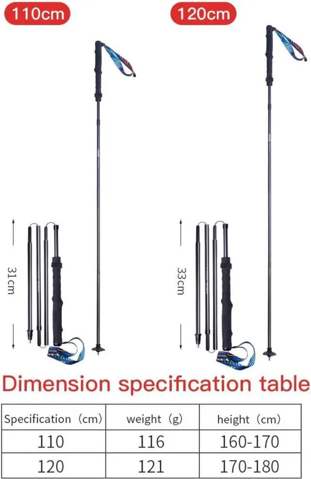 Alt view image 2 of 7 - Trekking Poles -2 Ultralight Collapsible Carbon Fiber Hiking Poles with Anti-Shock and Quick Lock System, Folding Walking Sticks for Hiking, Camping