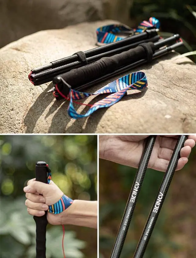Alt view image 3 of 7 - Trekking Poles -2 Ultralight Collapsible Carbon Fiber Hiking Poles with Anti-Shock and Quick Lock System, Folding Walking Sticks for Hiking, Camping
