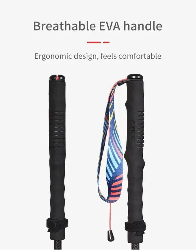 Alt view image 6 of 7 - Trekking Poles -2 Ultralight Collapsible Carbon Fiber Hiking Poles with Anti-Shock and Quick Lock System, Folding Walking Sticks for Hiking, Camping
