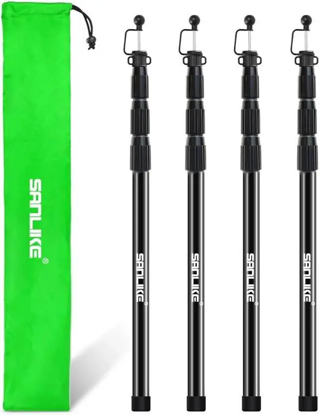 Main image of Tent Poles for Tarp, 8.2' Fiberglass Tarp Poles Set of 4, Tent Poles Replacement, Telescoping Pole, Canopy Poles, Camping Poles for Rooftop Tents, Trekking Pole Tent for Rain Fly, Camper, Awning