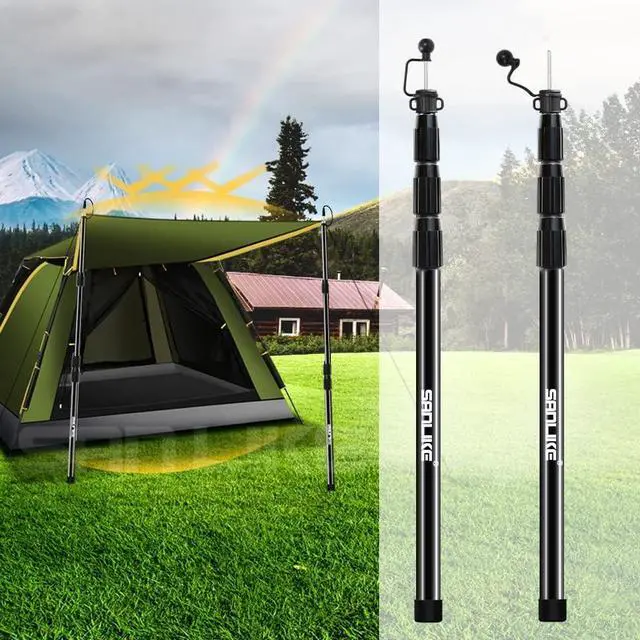 Alt view image 2 of 7 - Tent Poles for Tarp, 8.2' Fiberglass Tarp Poles Set of 4, Tent Poles Replacement, Telescoping Pole, Canopy Poles, Camping Poles for Rooftop Tents, Trekking Pole Tent for Rain Fly, Camper, Awning