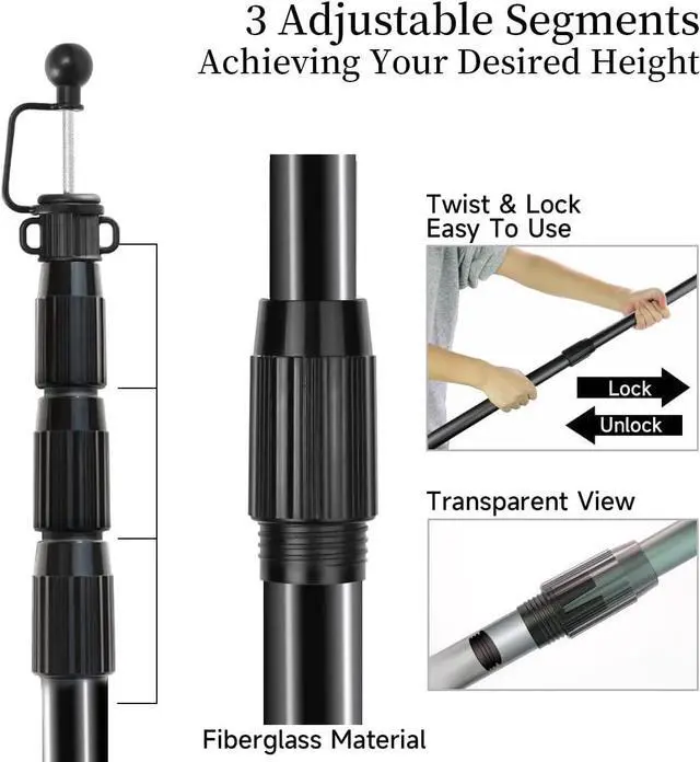 Alt view image 5 of 7 - Tent Poles for Tarp, 8.2' Fiberglass Tarp Poles Set of 4, Tent Poles Replacement, Telescoping Pole, Canopy Poles, Camping Poles for Rooftop Tents, Trekking Pole Tent for Rain Fly, Camper, Awning