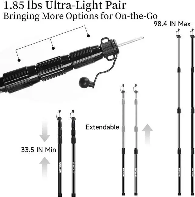 Alt view image 7 of 7 - Tent Poles for Tarp, 8.2' Fiberglass Tarp Poles Set of 4, Tent Poles Replacement, Telescoping Pole, Canopy Poles, Camping Poles for Rooftop Tents, Trekking Pole Tent for Rain Fly, Camper, Awning