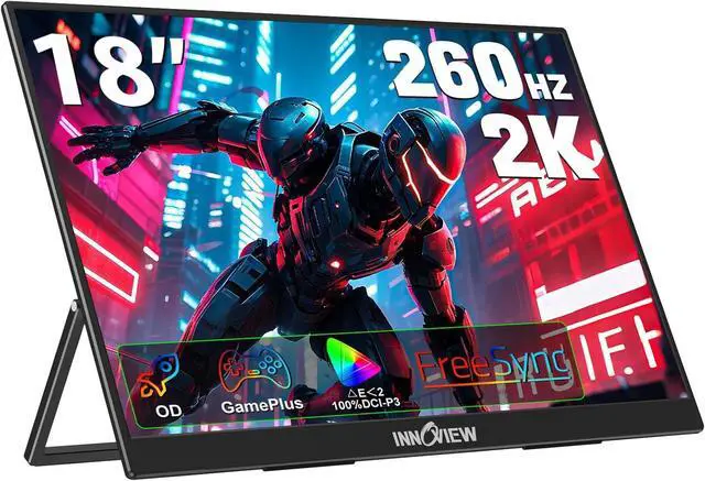Main image of 18 Inch 260Hz Portable Gaming Monitor,2K QHD 100% DCI-P3 Portable Monitor Gameplus HDR FreeSync Laptop Monitors,Portable Screen for PC Phone Game Console