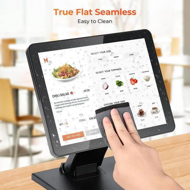 Alt view image 7 of 7 - 12-inch POS Touchscreen Monitor, LED POS Monitor, HDMI/VGA Capacitive Screen Display, Foldable Stand for Small Business, Retail, Restaurant, Bar, No Driver Required