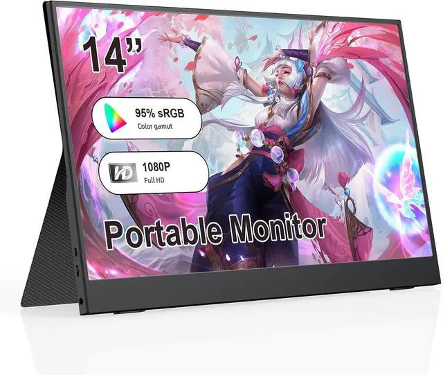 Main image of Portable Monitor 14" Small Screen with 1920x1080 Screen, Gaming Monitor for PC/Laptop/Console, Ultra-Slim Portable Screen, PC Monitor for Office, Study & Travel with Magnetic Leather Cover