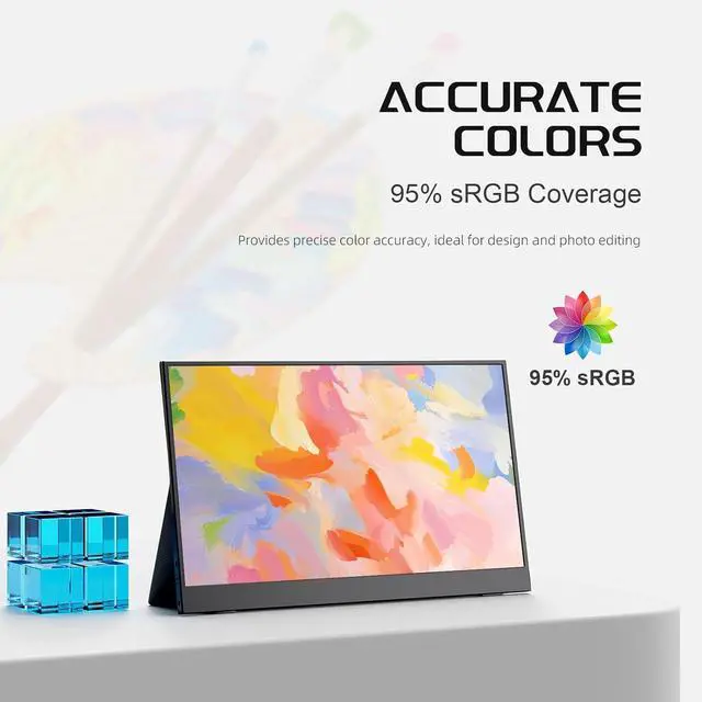 Alt view image 3 of 7 - Portable Monitor 14" Small Screen with 1920x1080 Screen, Gaming Monitor for PC/Laptop/Console, Ultra-Slim Portable Screen, PC Monitor for Office, Study & Travel with Magnetic Leather Cover