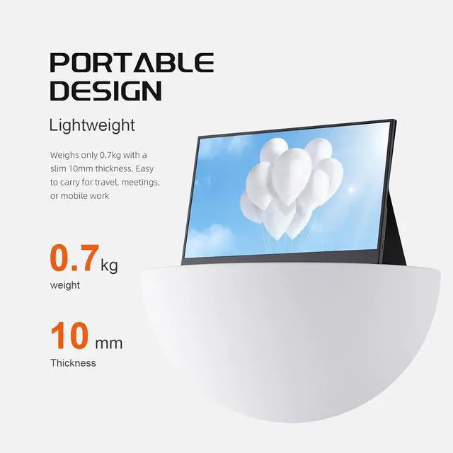 Alt view image 5 of 7 - Portable Monitor 14" Small Screen with 1920x1080 Screen, Gaming Monitor for PC/Laptop/Console, Ultra-Slim Portable Screen, PC Monitor for Office, Study & Travel with Magnetic Leather Cover