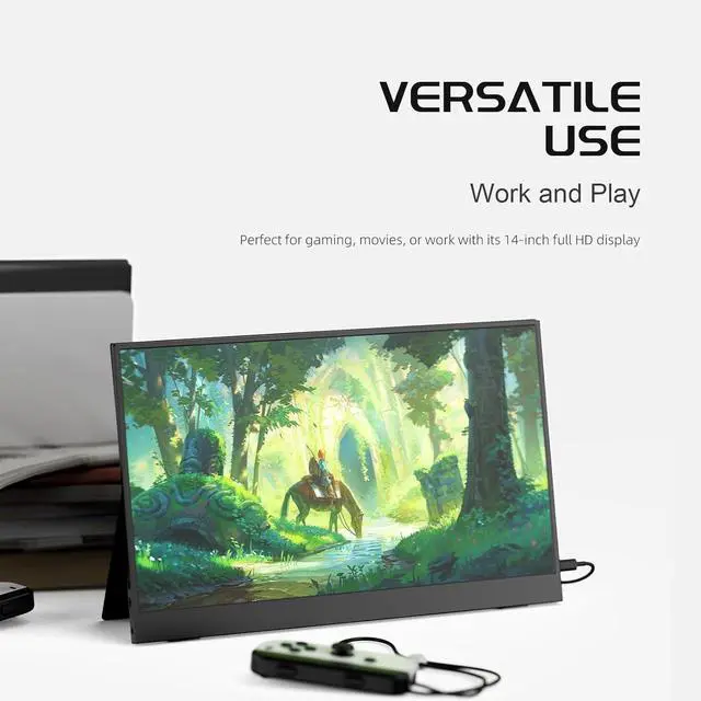 Alt view image 6 of 7 - Portable Monitor 14" Small Screen with 1920x1080 Screen, Gaming Monitor for PC/Laptop/Console, Ultra-Slim Portable Screen, PC Monitor for Office, Study & Travel with Magnetic Leather Cover