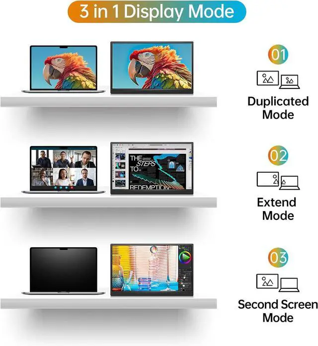 Alt view image 6 of 7 - Portable Monitor 16.0inch FHD 1920 * 1200P USB C HDMI Ultra-Slim IPS Travel Display & Speakers, HDR Plug&Play, External Monitor for Laptop PC, Phone,Mac