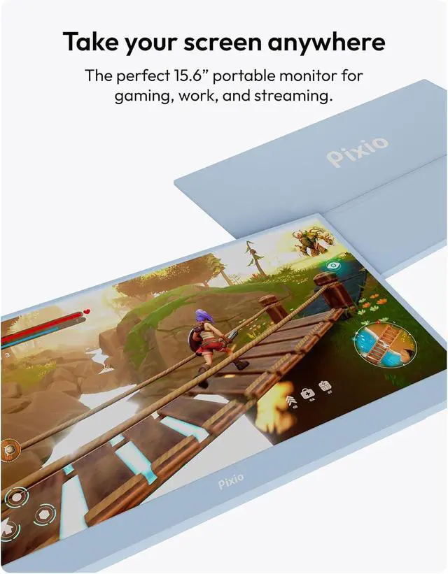 Alt view image 2 of 6 - PX160 Wave Blue Portable Monitor 15.6 inch 60Hz FHD 1080p IPS Panel HDR Screen Cover Stand USB-C HDMI Laptop Screen Extender Portable Monitor for Laptop, PC, Console, Phone