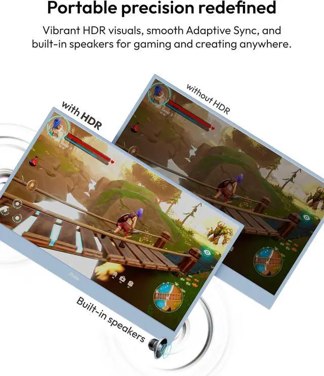 Alt view image 3 of 6 - PX160 Wave Blue Portable Monitor 15.6 inch 60Hz FHD 1080p IPS Panel HDR Screen Cover Stand USB-C HDMI Laptop Screen Extender Portable Monitor for Laptop, PC, Console, Phone