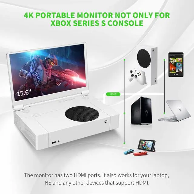 Alt view image 5 of 7 - 15.6" Portable Monitor for Xbox Series S 4K Portable Gaming Monitor IPS Screen for Xbox Series Snot Included with Two HDMI, HDR, Freesync Game Mode Travel Monitor