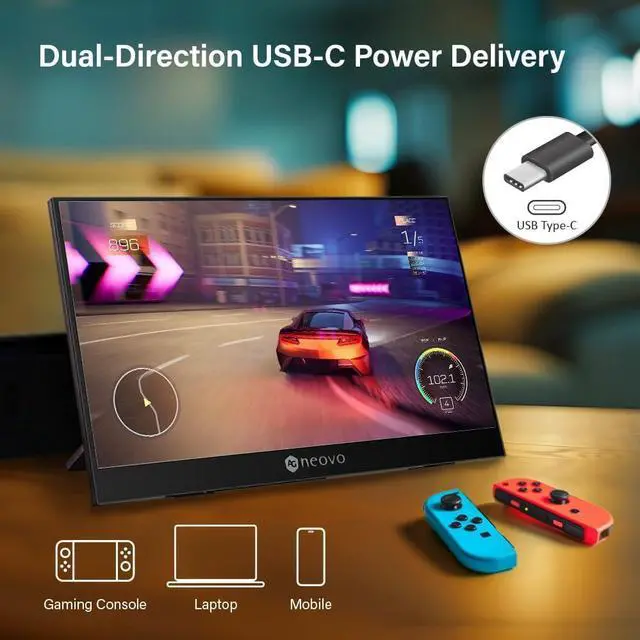 Alt view image 6 of 7 - N1651 15.6 Inch OLED Portable Monitor 4K, 3840 ×2160P, Dual USB C, Mini HDMI, 10-bit Colors,100% DCI-P3, 100% sRGB, 400 Nits, 1ms, HDR True Black 400 Ready, Carrying Bag Included