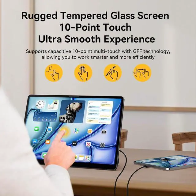 Alt view image 3 of 7 - 14 inch Portable Touchscreen Monitor, 2K 3:2 QHD IPS Display with Tempered Glass, USB-C HDMI, Kickstand & Sleeve, Travel Monitor, External Second, Portable Touch Screen for Laptop, Phone, PC, Mac