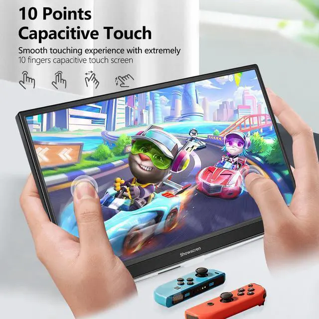 Alt view image 2 of 7 - Portable Monitor 14 Inch Touchscreen Monitor, HDR IPS FHD 1920x1080 300cd/m² 10 Point Touch Display, USB C+HDMI+USB, Portable Screen for Laptop/PC/Mac/Xbox/PS4/5 Switch,Dual Speakers,VESA
