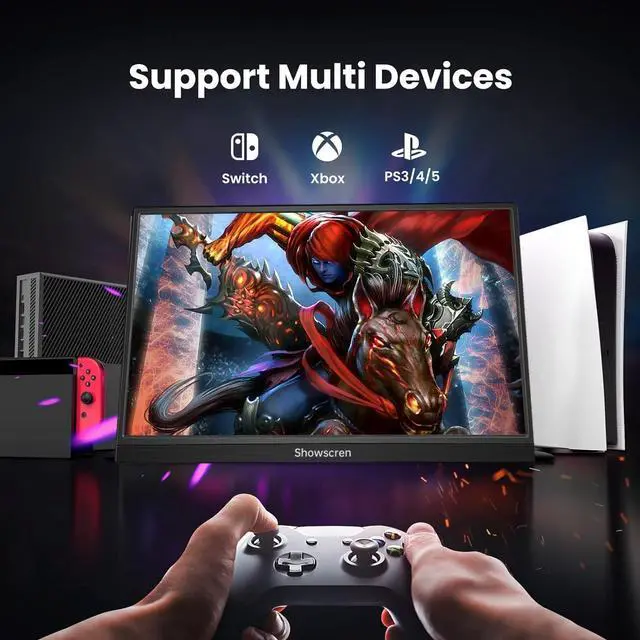 Alt view image 7 of 7 - Portable Monitor 14 Inch Touchscreen Monitor, HDR IPS FHD 1920x1080 300cd/m² 10 Point Touch Display, USB C+HDMI+USB, Portable Screen for Laptop/PC/Mac/Xbox/PS4/5 Switch,Dual Speakers,VESA