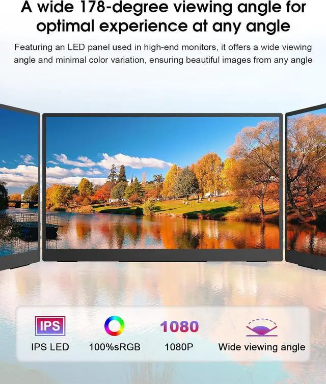 Alt view image 4 of 7 - Portable Monitor Touchscreen, 15.6''Laptop Screen Extender, FHD IPS Touch Screen, Travel Monitor with Kickstand & Speaker, HDMI USB C External Monitors for Laptop Phone Computer Xbox Switch