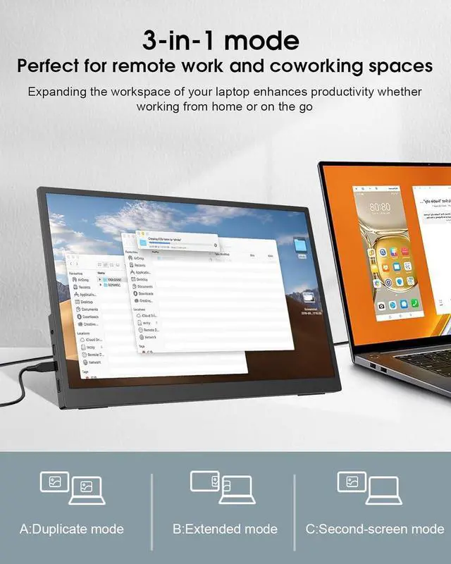 Alt view image 5 of 7 - Portable Monitor Touchscreen, 15.6''Laptop Screen Extender, FHD IPS Touch Screen, Travel Monitor with Kickstand & Speaker, HDMI USB C External Monitors for Laptop Phone Computer Xbox Switch