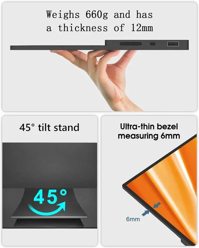 Alt view image 7 of 7 - Portable Monitor Touchscreen, 15.6''Laptop Screen Extender, FHD IPS Touch Screen, Travel Monitor with Kickstand & Speaker, HDMI USB C External Monitors for Laptop Phone Computer Xbox Switch