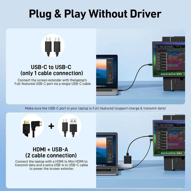 Alt view image 6 of 7 - Laptop Screen Extender Monitor Portable -16.1'' FHD 1200P Portable Screen for Laptops, 360° Rotating, Plug & Play, Detachable Stand, Height Adjustable Laptop Monitor Extender for Mac/Win/Phone/Tablet