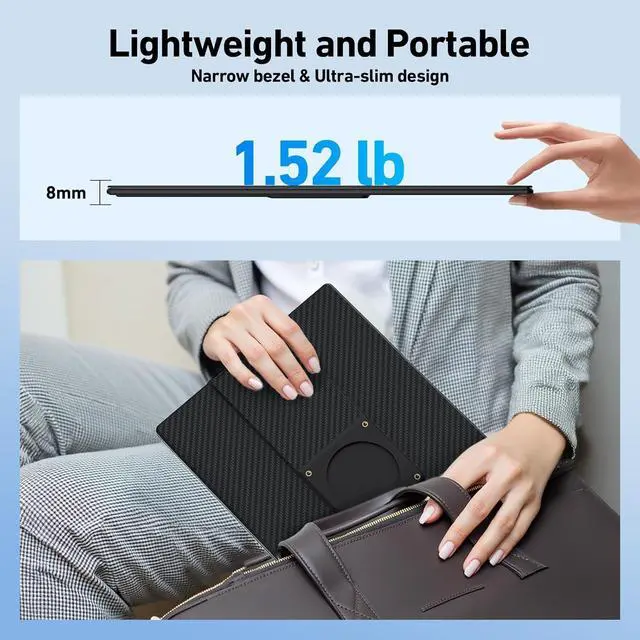 Alt view image 7 of 7 - Laptop Screen Extender Monitor Portable -16.1'' FHD 1200P Portable Screen for Laptops, 360° Rotating, Plug & Play, Detachable Stand, Height Adjustable Laptop Monitor Extender for Mac/Win/Phone/Tablet
