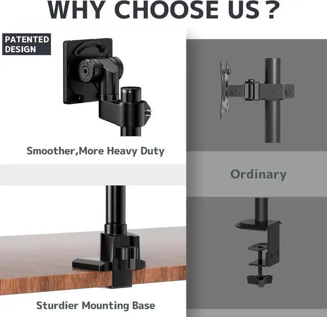 Alt view image 5 of 7 - Dual Monitor-Arm Ultrawide Heavy Duty - 24-57 inch Vertical Dual Monitor Mount, Adjustable Stacked Double Monitor Desk Mount Stand, Max Load 59.4 lbs (per Screen), VESA 75 100 mm, Black