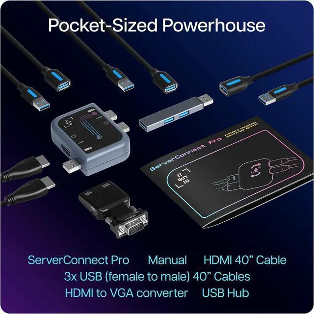 Alt view image 4 of 6 - ServerConnect Pro Portable Server Management Tool: USB Crash Cart Adapter  1920 x 1200  Portable Laptop USB 2.0 to KVM Console - Datacenter Server Monitor Mouse and Keyboard to USB